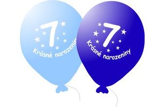 Balónek modrý KRÁSNÉ NAROZENINY číslo 7 - 5 ks