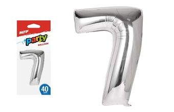 balónek č. 7 nafukovací fóliový 40 cm - stříbrný 8000140