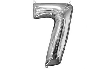 balónek fóliový narozeniny číslo 7 stříbrný 66cm