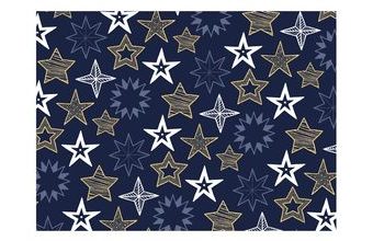 Balící papír vánoční LUX - modrý + zlaté hvězdy - archy 100 x 70 cm