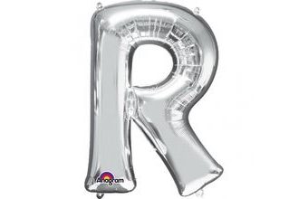 Písmena R stříbrné foliové balónky 81 cm x 58 cm
