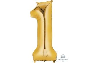 Balónek fóliový narozeniny číslo 1 zlatý 86cm