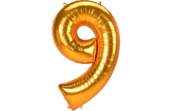 Obří balónek číslo 9 zlatý 137 cm x 83 cm