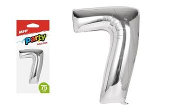 balónek č. 7 nafukovací fóliový 75 cm - stříbrný 8000168