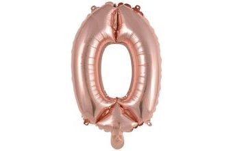 Balónek foliový narozeniny číslo 0 růžovo-zlaté 35cm Amscan
