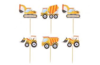 Zapichovací dekorace na dort - stavební auta - 6ks