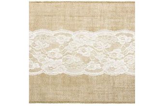 Dekorační juta s bílou krajkou / běhoun 0,28 x 2,75 m