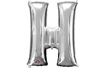 Písmeno H stříbrný foliový balónek 81 cm x 66 cm