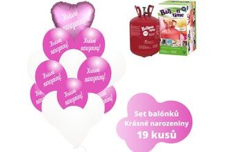 Helium set - srdce a tmavé fuchsia balónky KRÁSNÉ NAROZENINY