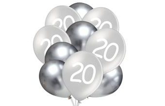 Balónky 20 narozeniny stříbrné 10 ks 30 cm mix