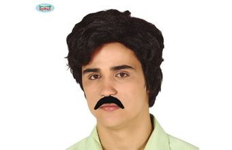 Pánska černá paruka s knírem