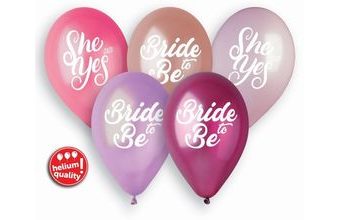 Balónky latexové 33 cm - "Bride to be" - "She said yes" - rozlučka se svobodou - 5 ks