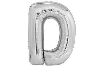 Písmeno D stříbrný foliový balónek 86 cm Amscan