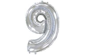 Balón foliový číslice STŘÍBRNÁ - SILVER 115 cm - 9