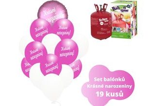 Helium set - kruh a tmavé fuchsia balónky KRÁSNÉ NAROZENINY