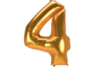 Obří balónek číslo 4 zlatý 137 cm x 91 cm
