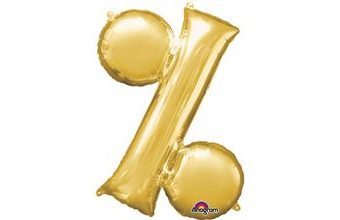 Symbol % zlaté foliové balónky 33cm x 38cm