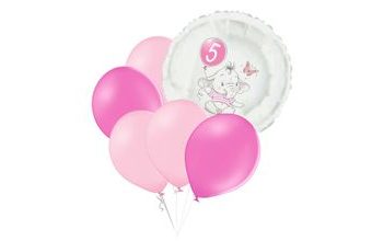 Set 5.narozeniny růžový slon kruh foliový balónek