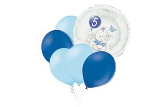 Set 5.narozeniny modrý slon kruh foliový balónek