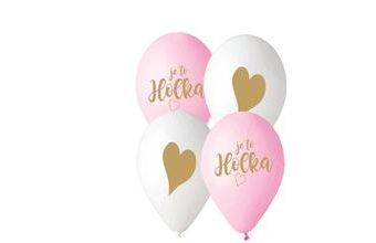 Balónek s českým potiskem JE TO HOLKA! - růžová a bílá - 30 cm - 5 ks