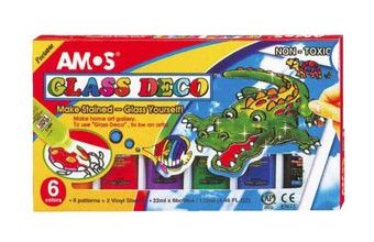 Barvy na sklo se šablonami - sada 6 ks