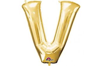 Písmena V zlaté foliové balónky 81 cm x 81 cm