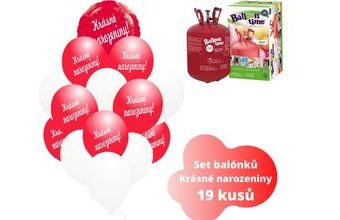 Helium set - červené balónky KRÁSNÉ NAROZENINY -
