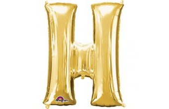 Písmeno H zlatý foliový balónek 33 cm x 25 cm