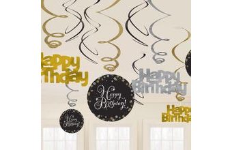 Závěsné dekorace Happy Birthday 12 ks
