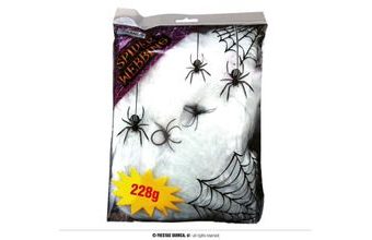 Pavučina bílá 228 g + 4 pavouci - Halloween