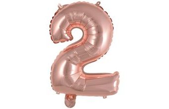 Balónek foliový narozeniny číslo 2 růžovo-zlaté 35cm Amscan