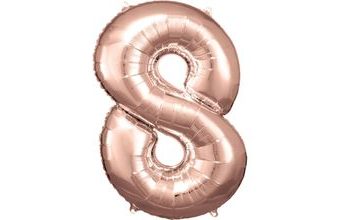 Balónek fóliový narozeniny číslo 8 růžovo-zlaté 86cm