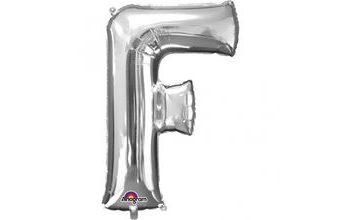 Písmeno F stříbrný foliový balónek 81 cm x 53 cm