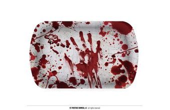 Plastový tácek s krvavými otisky - Halloween - 29 x 15x 3 cm
