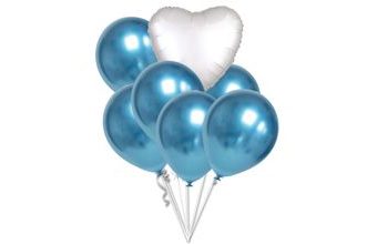 Balónky chromové modré a bílé srdce set