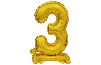 Balónek foliový narozeniny číslo 3 zlatý 38 cm Amscan