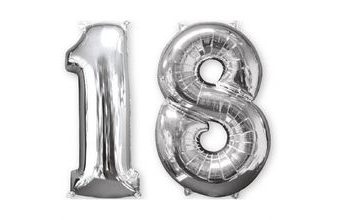 Balónky fóliové narozeniny číslo 18 stříbrna 66 cm