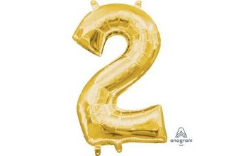 Amscan Balónek foliový narozeniny číslo 2 zlatý 33cm x 20cm