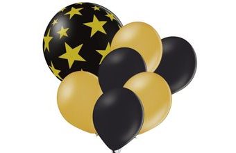 Set balónků černý balón s hvězdami a zlaté a černé balónky 7 ks