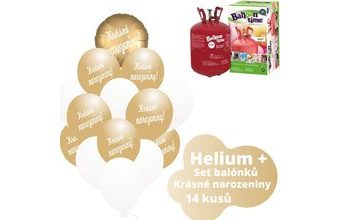 Helium set - zlaté balónky KRÁSNÉ NAROZENINY-
