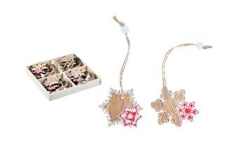 set 24ks hvězda dřevo 4cm s korálkem 8885818