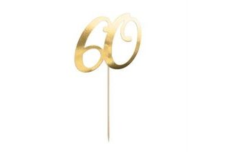 Dekorace na dort - 60 - narozeniny - Happy birthday - zlatá - 20,5 cm
