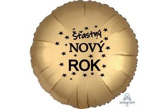 Balónek fóliový Šťastný NOVÝ ROK zlatý kruh