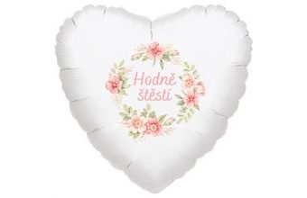 Svatební balónky - květinový věnec růžový Hodně štěstí