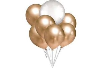 Balónky chromové zlaté a bílý balónek kruh set