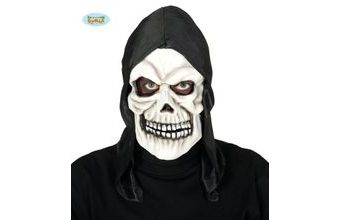 Latexová maska kostlivec / lebka s kapucí - Halloween