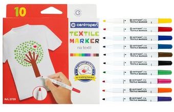 Sada 10 fixů na textil Textile Marker - šíře hrotu 3,9 mm, linka 1,8 mm