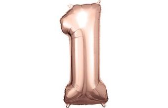 Balónek fóliový narozeniny číslo 1 růžovo-zlaté 86cm