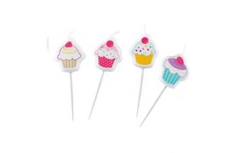 Amscan Muffiny svíčky 4ks mix barev (žlutá, růžová a tyrkysová)