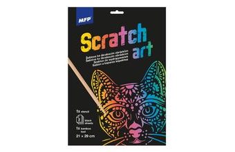 škrabací obrázek šablona A4 Kočka 21x29cm + 2 listy 1032218